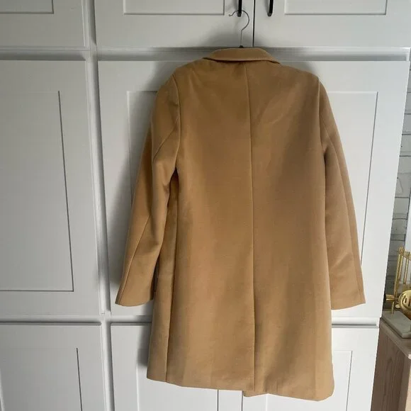 Lulus Harriet Long Double-breasted Tan Coat Brown - Size XS - Picture 2 of 3